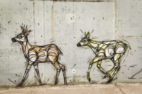 Graffiti fietstunnel Bornem, hertjes, Artist: Dzia.