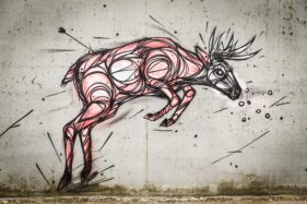 Graffiti fietstunnel Bornem, hertjes, Artist: Dzia.