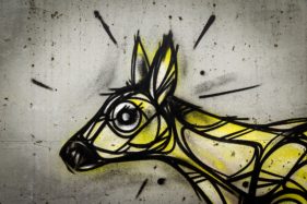 Graffiti fietstunnel Bornem, hertjes, Artist: Dzia.