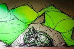Graffiti fietstunnel Bornem, hertjes, Artist: Dzia.