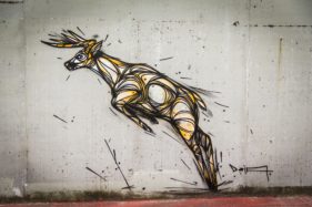 Graffiti fietstunnel Bornem, hertjes, Artist: Dzia.